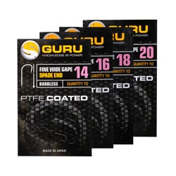 Guru Fine Wide Gape Spade End Barbless Hooks